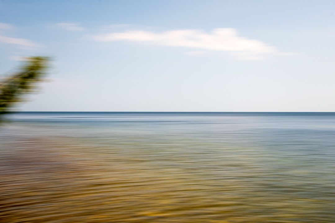 Algae-yellowed rocks in Lake Michigan. 2020.