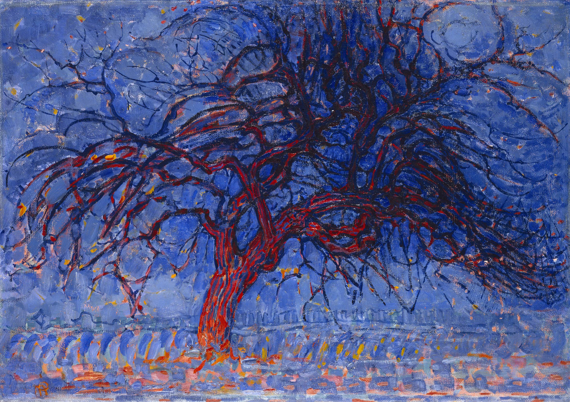 Fig. 3: Mondrian 1908-1910. Avond; De Rode Boom [painting]. 